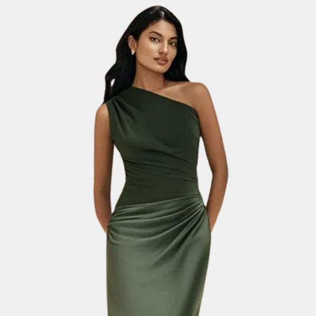 Aleida | One-Shoulder Satin Maxi Dress