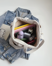 TILDA | RIBBED TOTE BAG WITH DRAWSTRING DETAIL