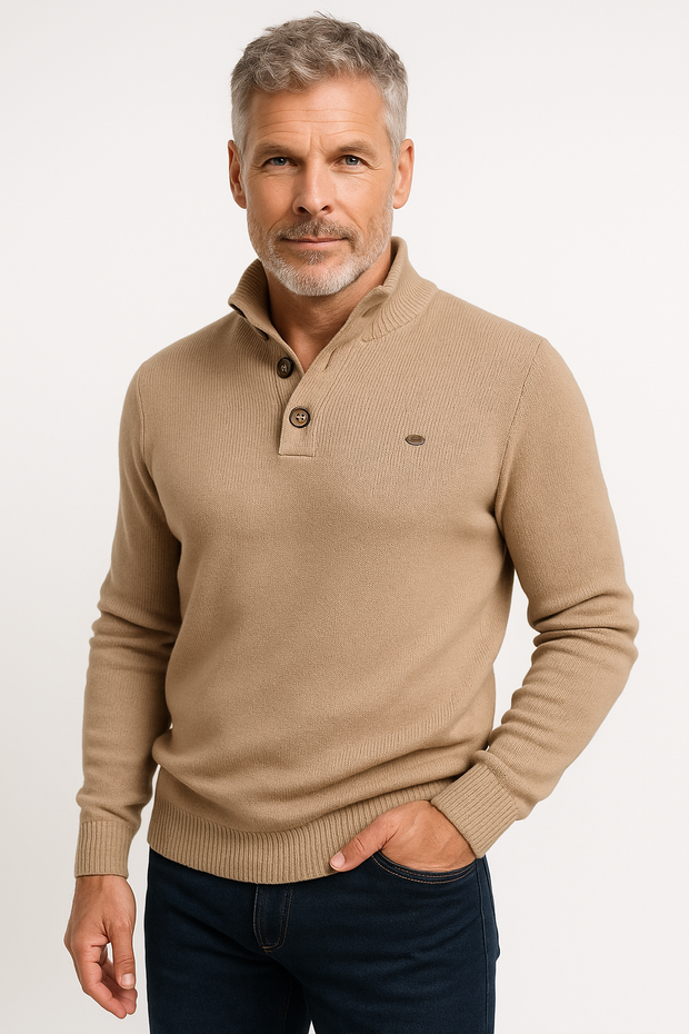 Men's Sweater with Button Design