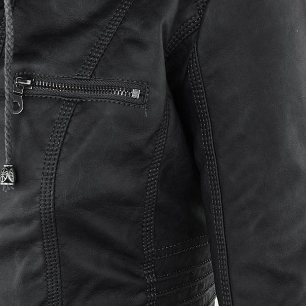 NORE | Mode leather jacket with hood