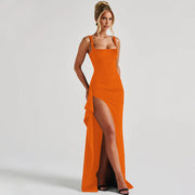 Cell | Elegant Formal Slip Maxi Dress with Open Back