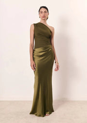 Aleida | One-Shoulder Satin Maxi Dress
