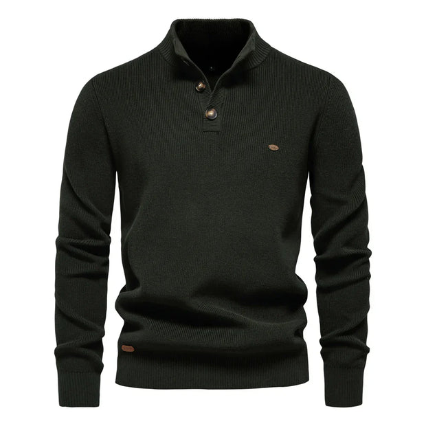 Men's Sweater with Button Design