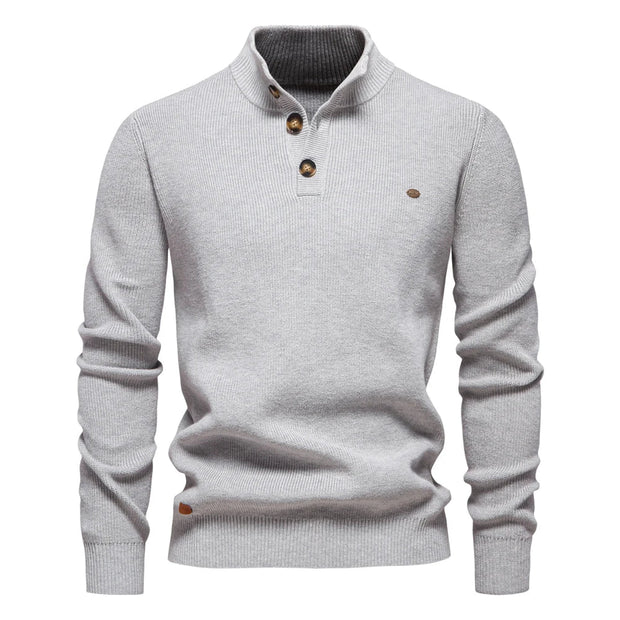 Men's Sweater with Button Design