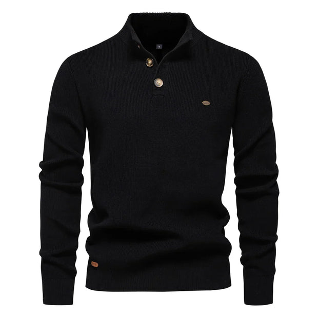 Men's Sweater with Button Design