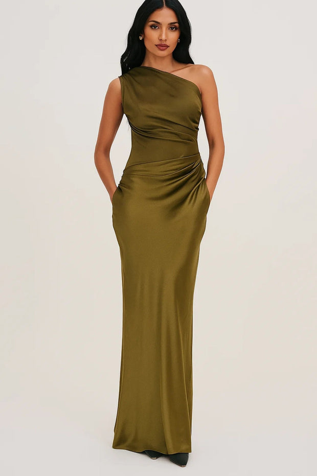 Elara | Satin Asymmetric Evening Gown