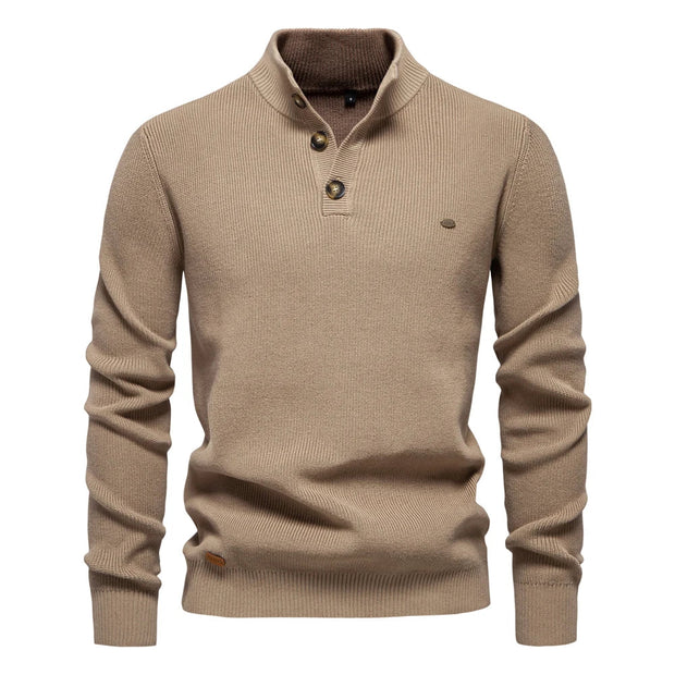 Men's Sweater with Button Design